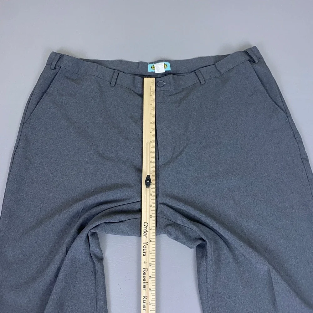 Haband Fit-Forever Dress Pants Mens 46x24.5 46S Gray Flat Front Polyester
